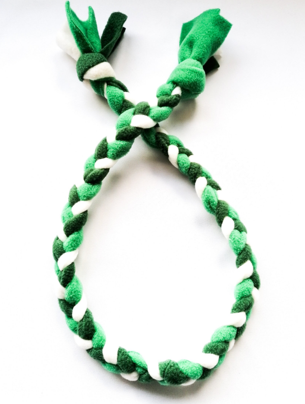 Fleece touw: wit, lichtgroen en navy blauw