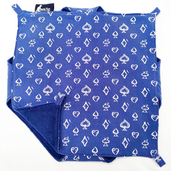 Dubbeldekker hangmat blauw met witte ruitjes/hartjes