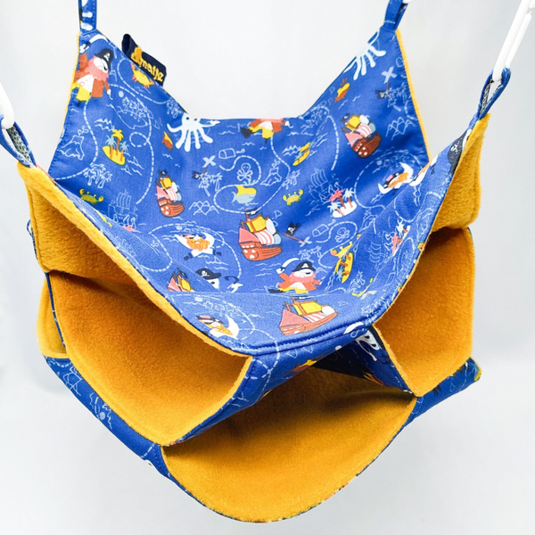 Tripledekker hangmat blauw met piratenprint