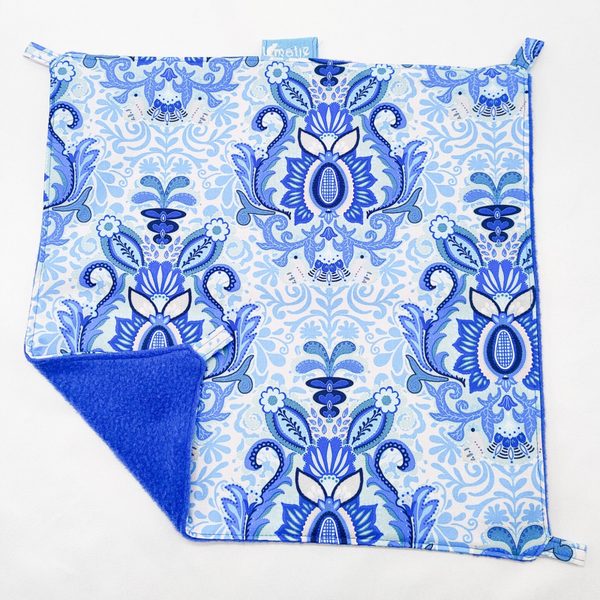 Enkele hangmat wit met blauw bloemmotief