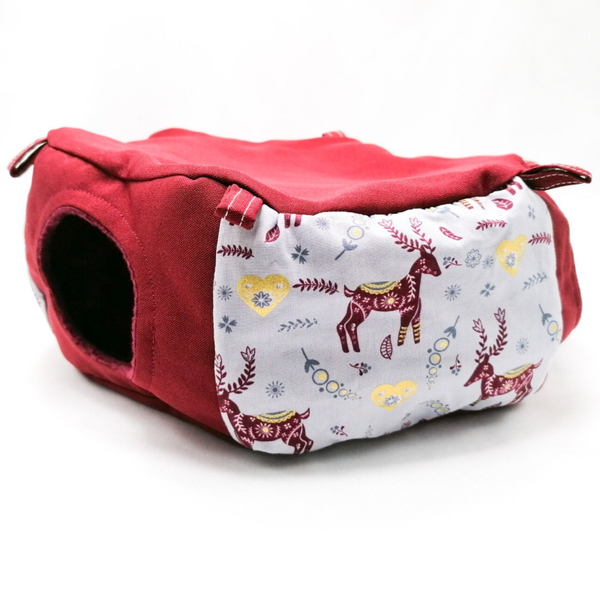 Zeskant huisje grijs /  lichtblauw met rendieren