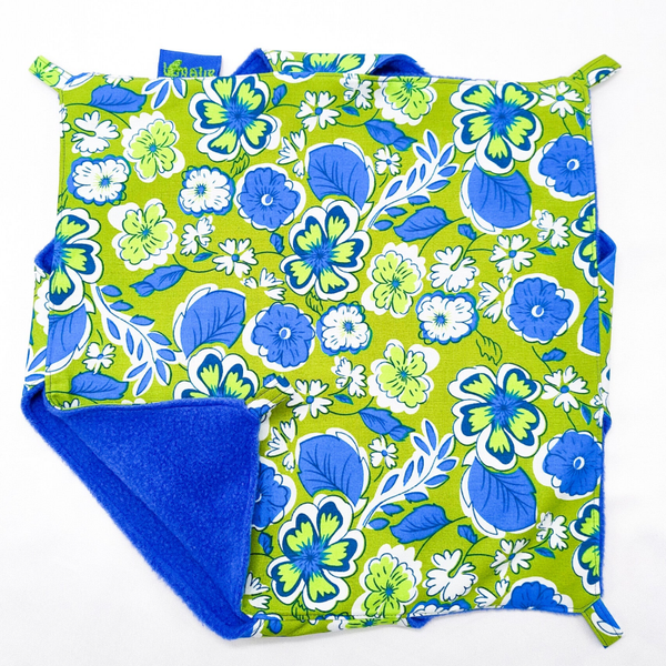 Dubbeldekker hangmat groen met blauwe bloemen