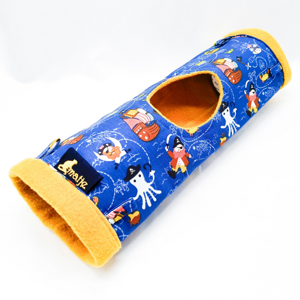 Tunnel XL met opening blauw met piratenprint