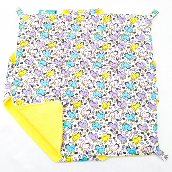 Dubbeldekker hangmat wit met gele, aqua en lila kippen