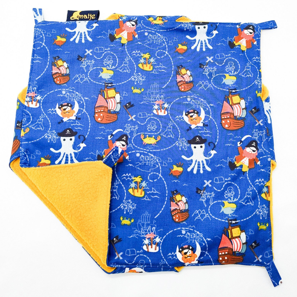 Dubbeldekker hangmat blauw met piratenprint