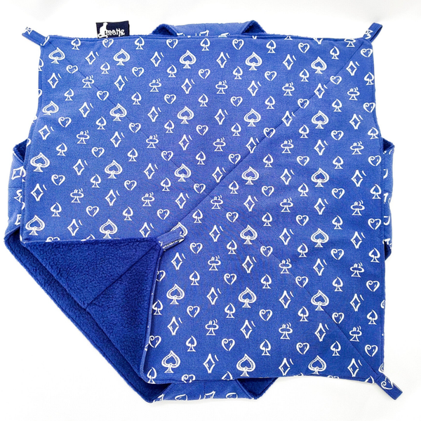 Dubbeldekker hangmat XL blauw met witte ruitjes/hartjes