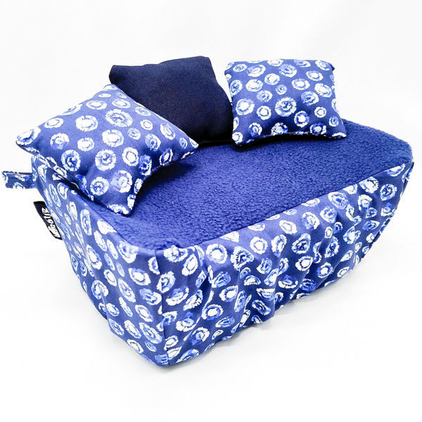 Hoes voor rattensofa maat M  blauw met cirkelpatroon (zonder bakje)