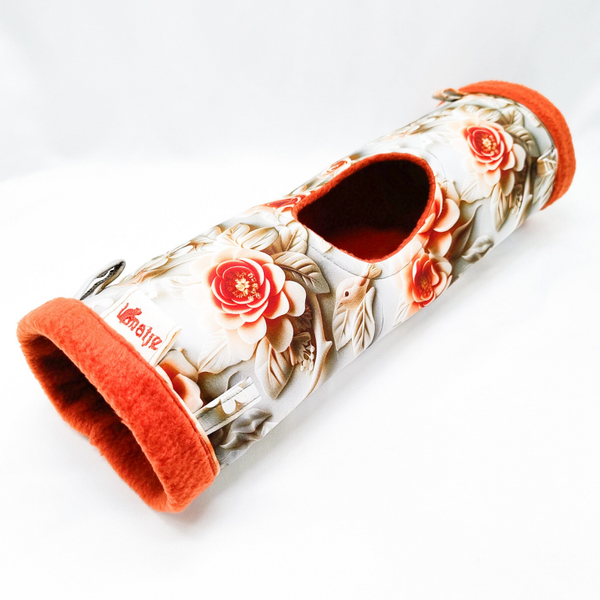 Tunnel XL met opening beige met rozen, vogels en takken
