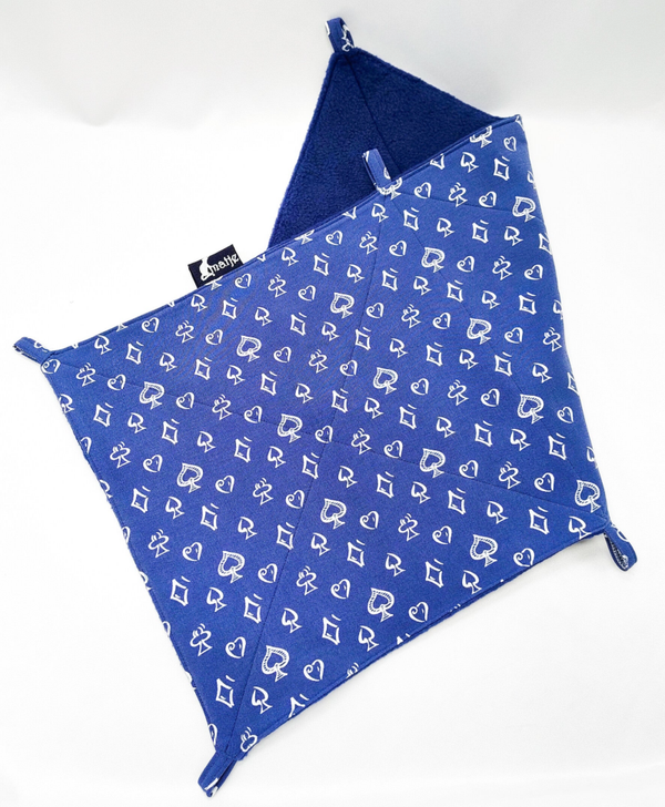 Enkele hangmat XL / 'vangnet' blauw met witte ruitjes/hartjes