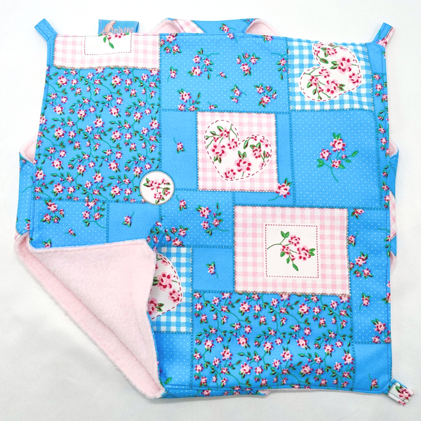 Dubbeldekker hangmat blauwe vlakken met roze bloemen