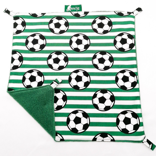 Enkele hangmat wit / groen gestreept met voetballen