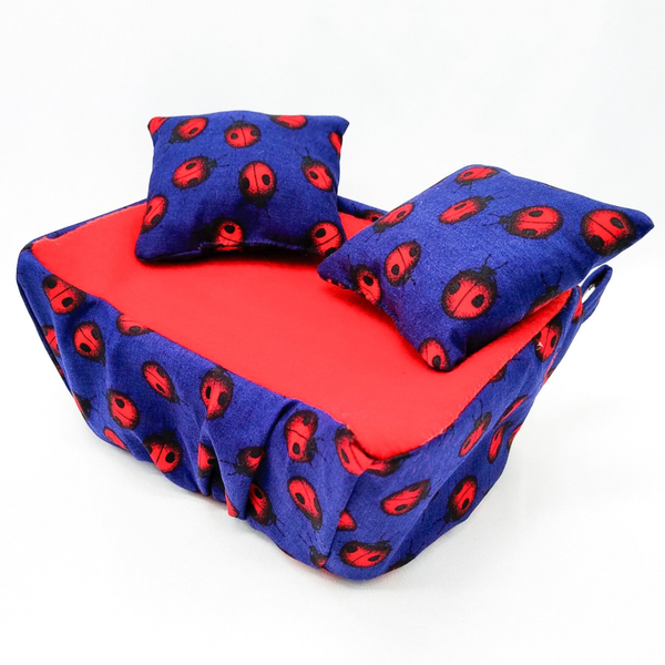 Hoes voor rattensofa maat S donkerblauw met lieveheersbeestjes (zonder bakje)