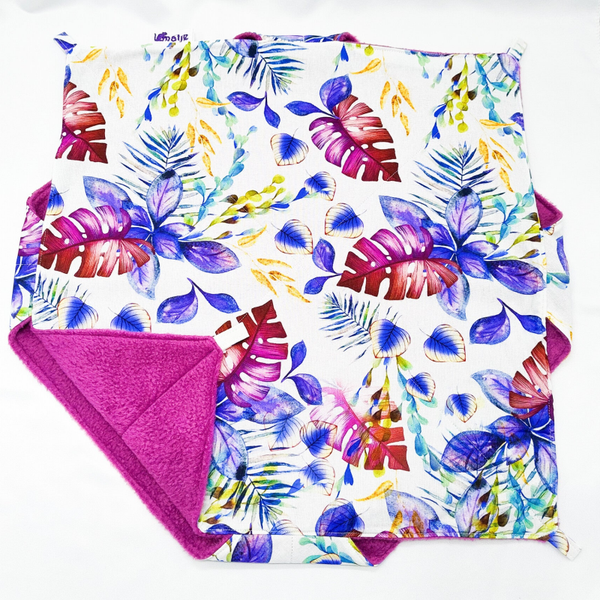 Dubbeldekker hangmat XL wit met paarse monstera bladeren