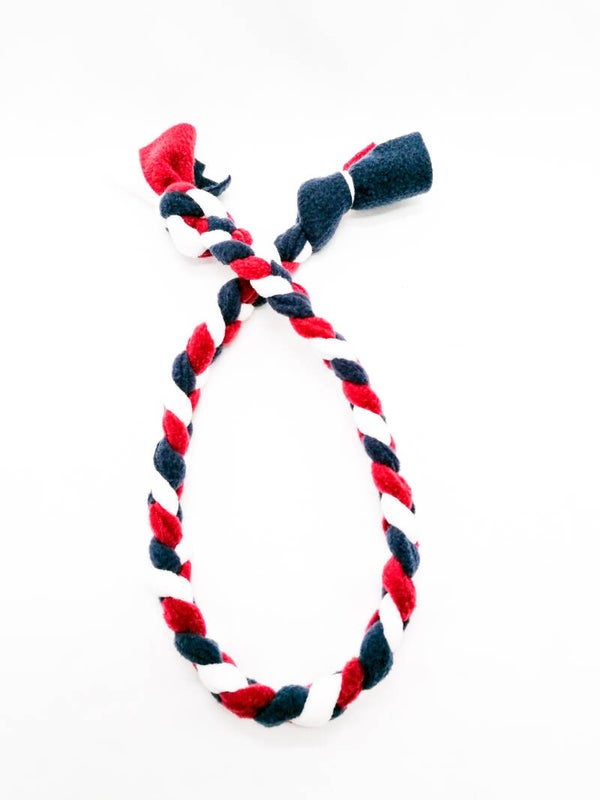 Fleece touw wit, bordeauxrood en navyblauw