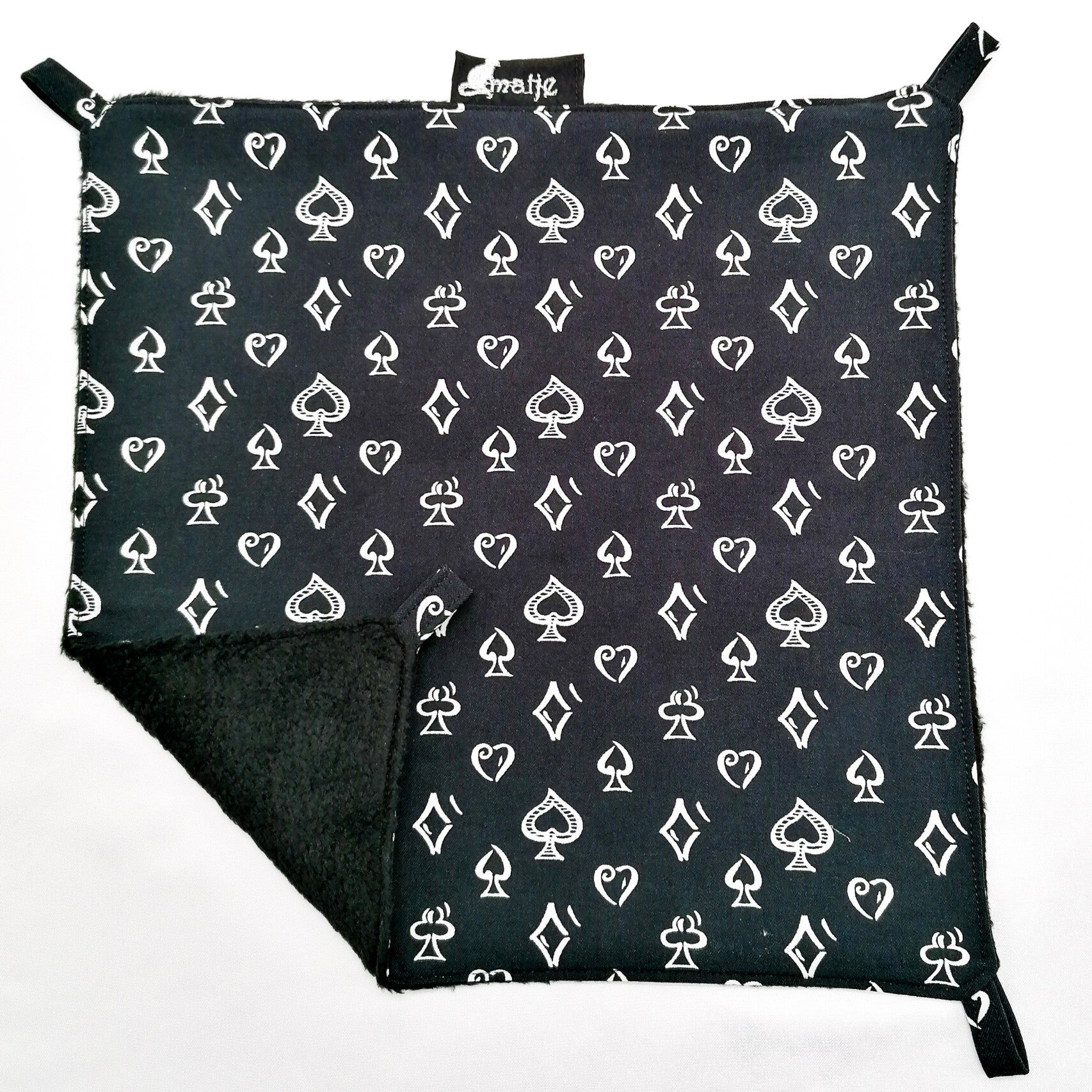 Enkele hangmat  zwart met witte hartjes en ruitjes