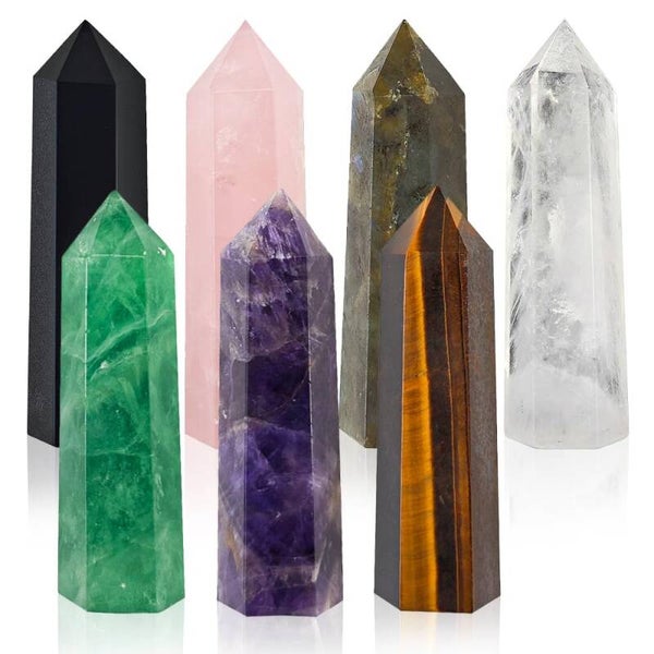 7 pcs Polished Crystal Pillars 2.2-2.6" Natural Crystals Tower