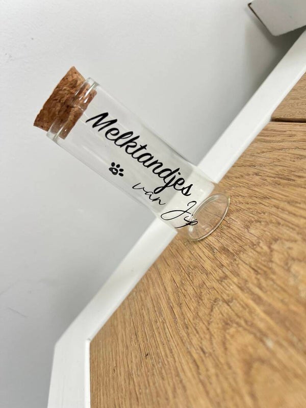 Glazen bewaarpotje - Melktandjes pup