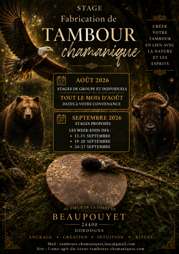 Stage de groupe, fabrication tambour 350€ / Calendrier 2026