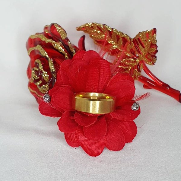 Bague simple brossée or