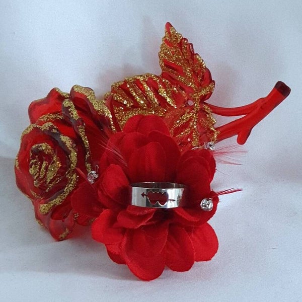 Bague 2 grands cœurs percée argent