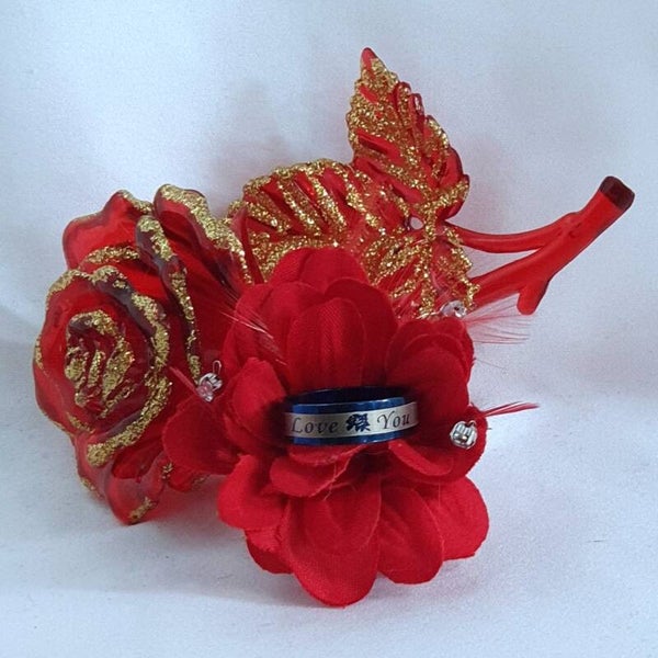 Bague bleu "i love you"