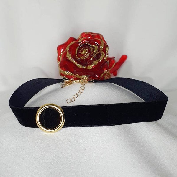 Tour de cou anneau velours noir