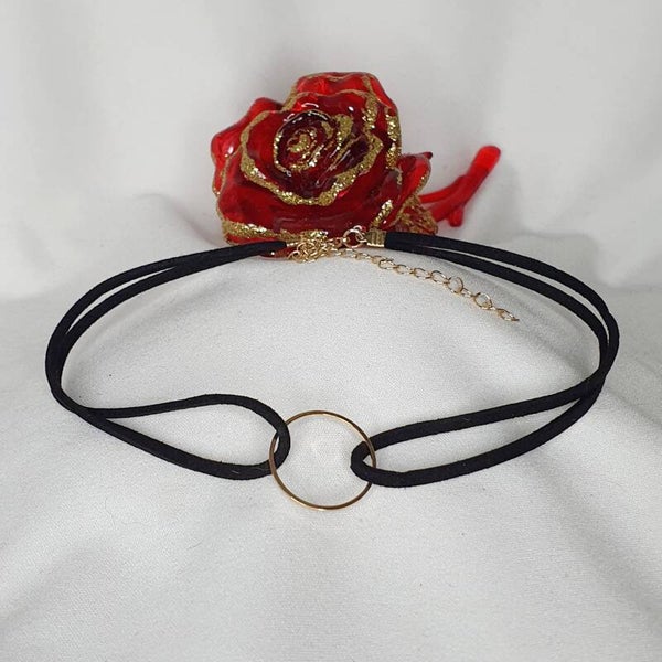 Tour de cou anneau suédine noir