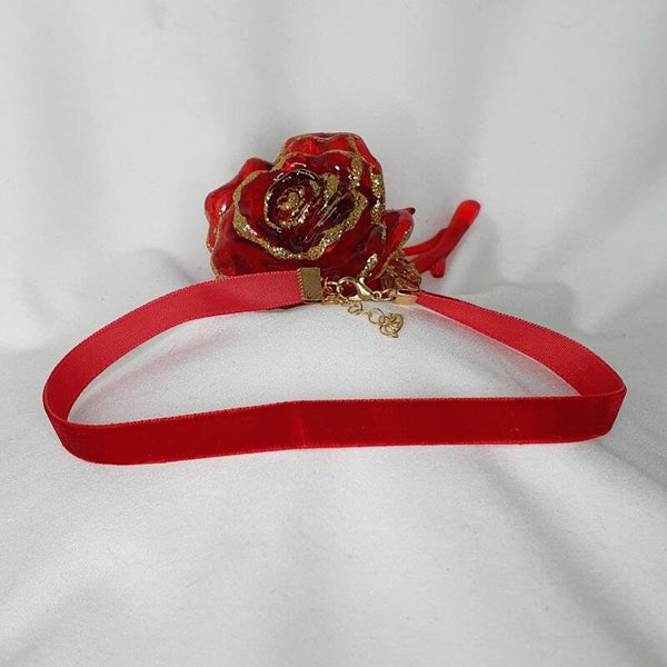 Tour de cou ruban velours rouge