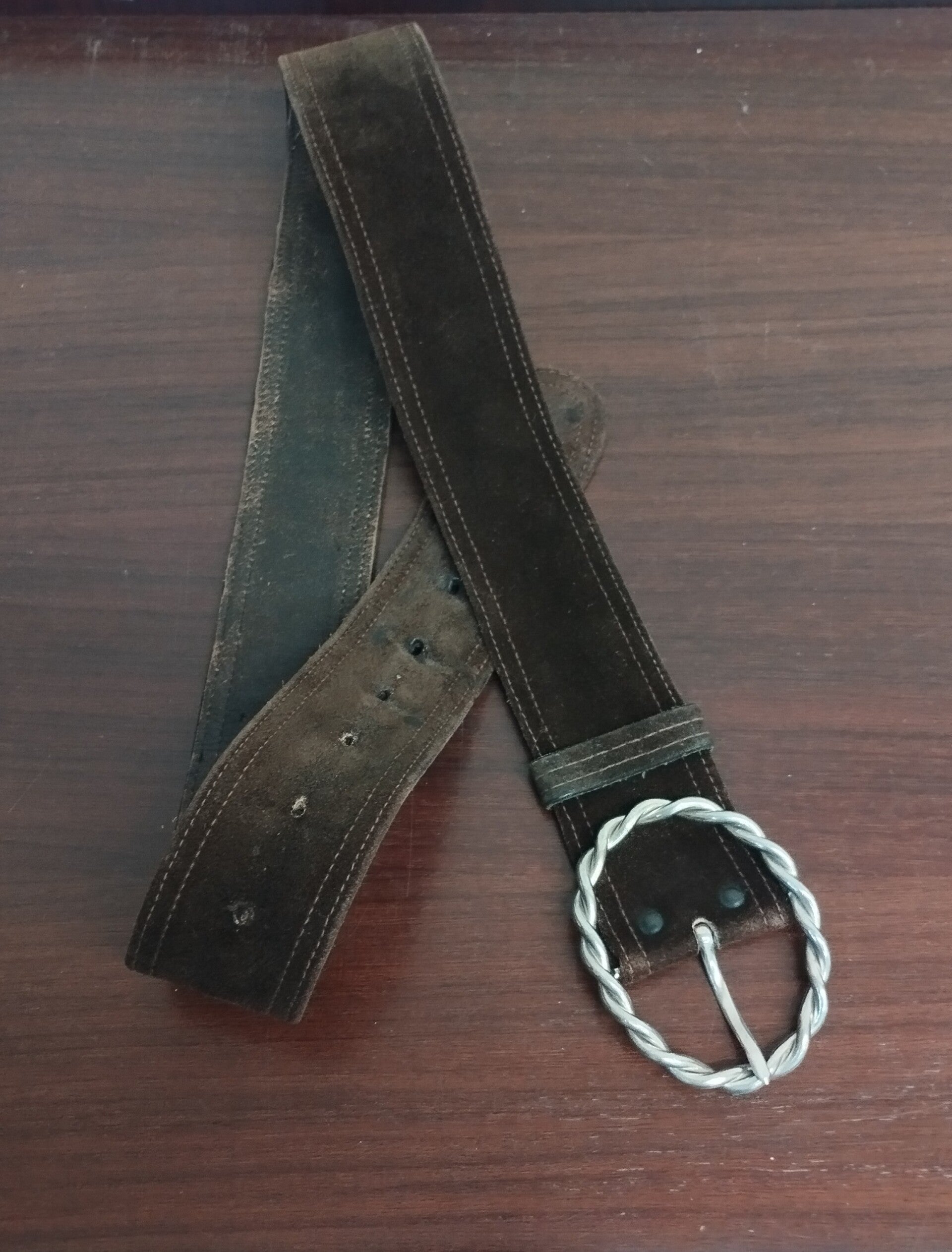 Cintura Vintage in Suède Marrone fine anni '70