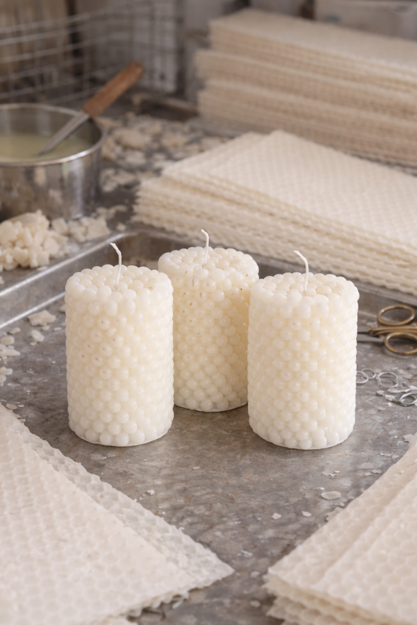 100% Beeswax Pearl Pillar