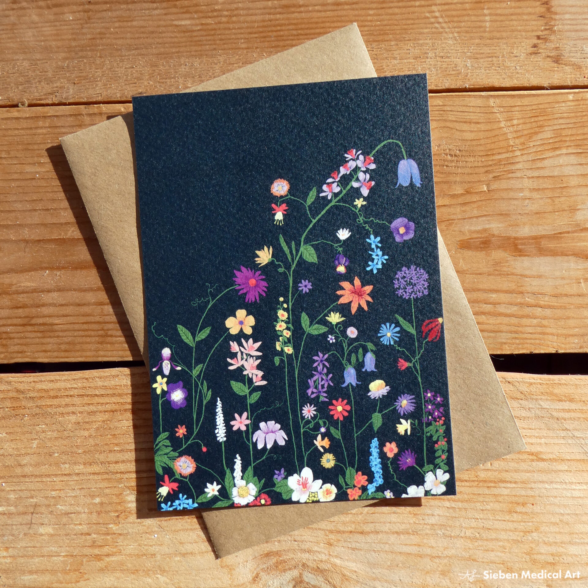 Kaart met bloemen, incl. envelop