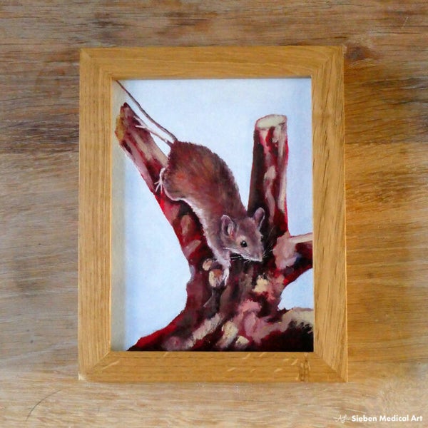 'Bosmuis II', olieverf op MDF board, 13x18 cm