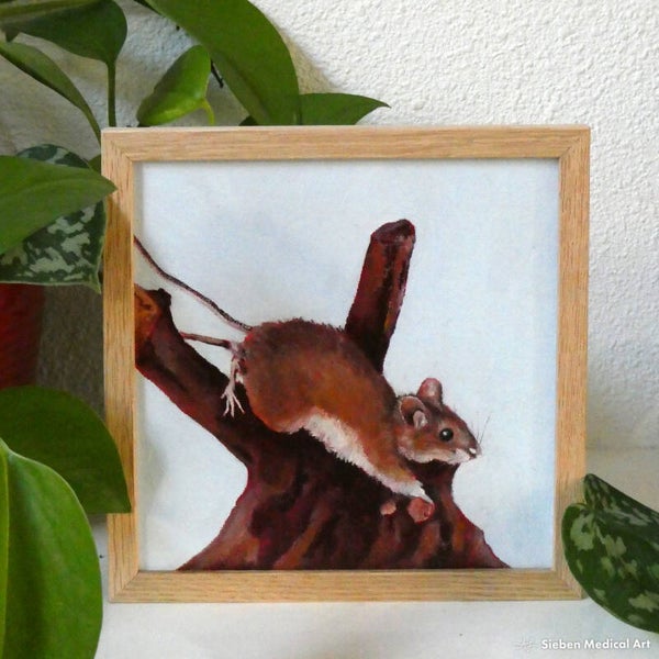'Bosmuis III', olieverf op canvasboard, 15x15 cm