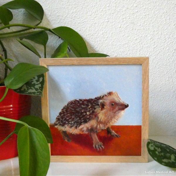 'Egel', olieverf op canvasboard, 15x15 cm