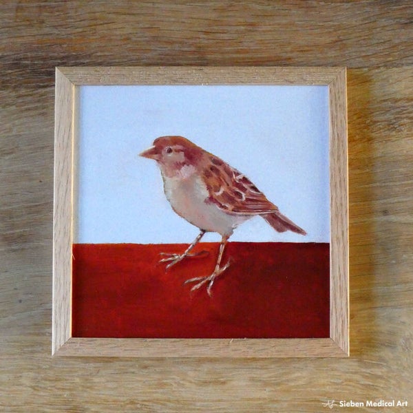 'Huismus (v)', olieverf op canvasboard, 15x15 cm