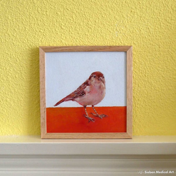 'Huismus (v) II', olieverf op canvasboard, 15x15 cm