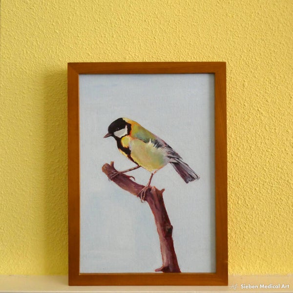 'Koolmees', olieverf op canvasboard, 21x29,7 cm