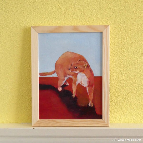 'Wezel II', olieverf op MDF board, 18x24 cm