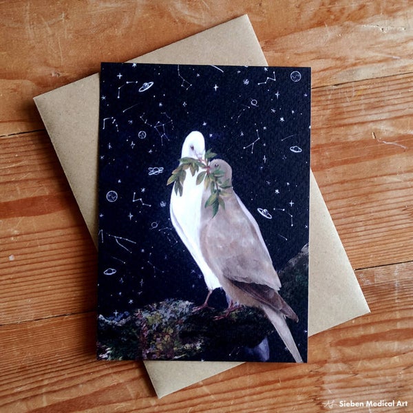 Vredesduiven kerstkaart met envelop