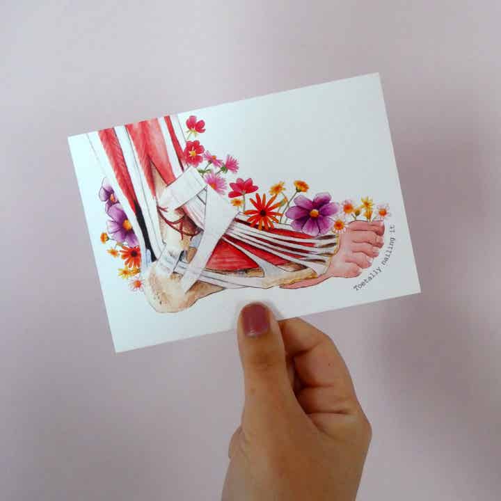 Toetally nailing it - wenskaart met anatomie