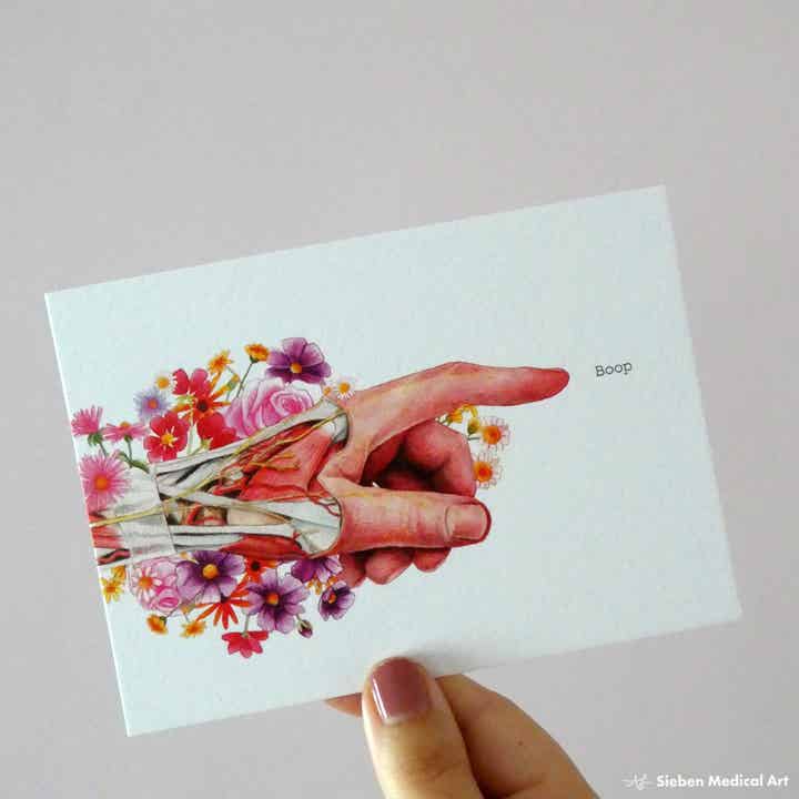 Boop - wenskaart met anatomie van een hand