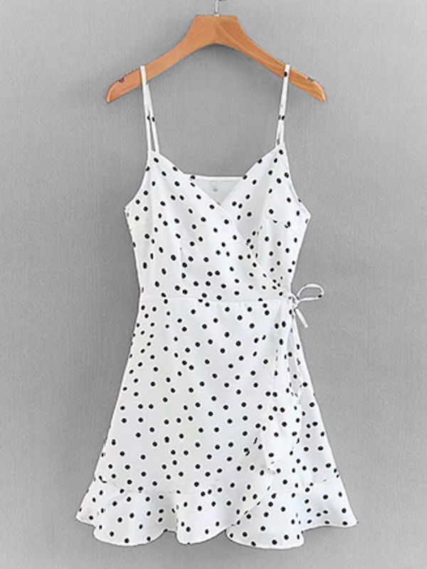 Vakantie Polka Dot Knoop Wit Jurken