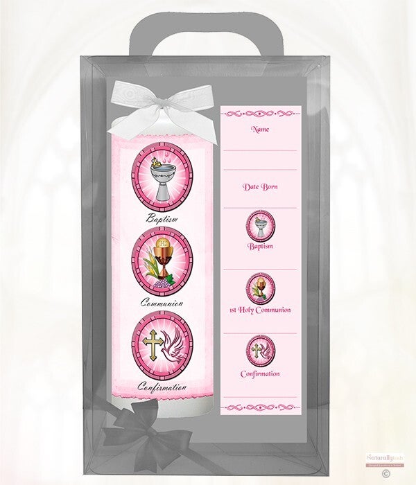 BAPTISMAL CANDLE SET -  PINK/BLUE