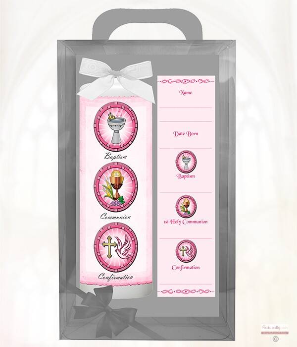 BAPTISMAL CANDLE SET -  PINK/BLUE