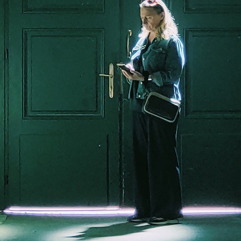 Woman in angelic light