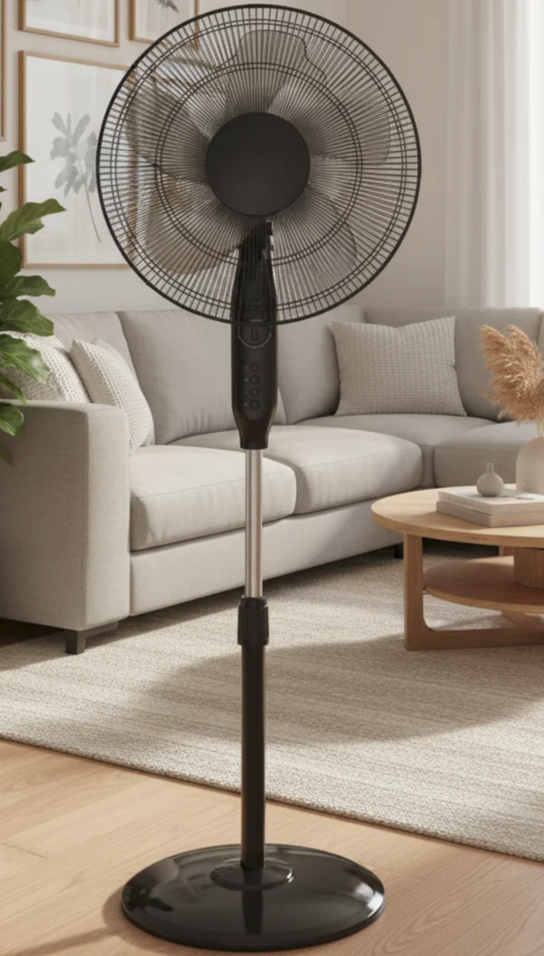 EVOLU VENTILATEUR 2 VIT SUR PIEDS RONDS 50W 18P (45CM) NOIR BRILLANT