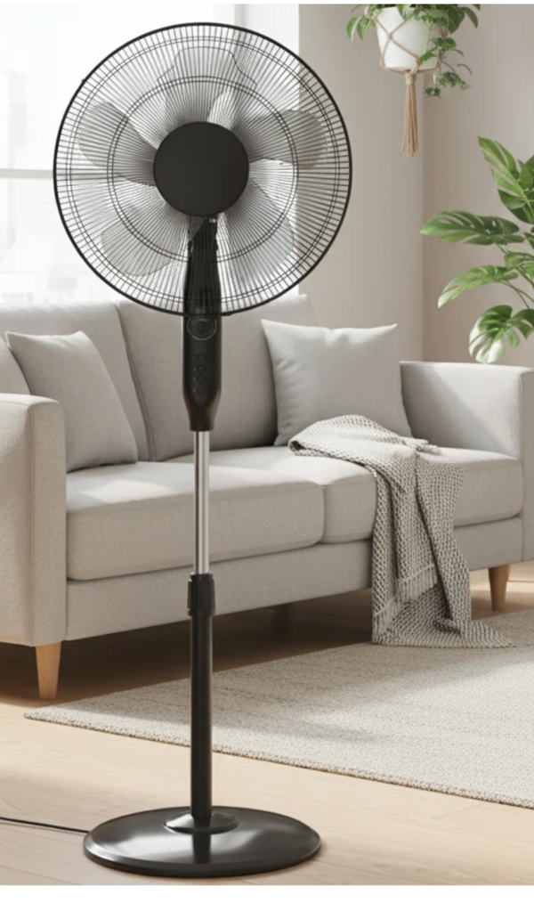 EVOLU VENTILATEUR 2 VIT SUR PIEDS RONDS 50W 18P (45CM) NOIR BRILLANT