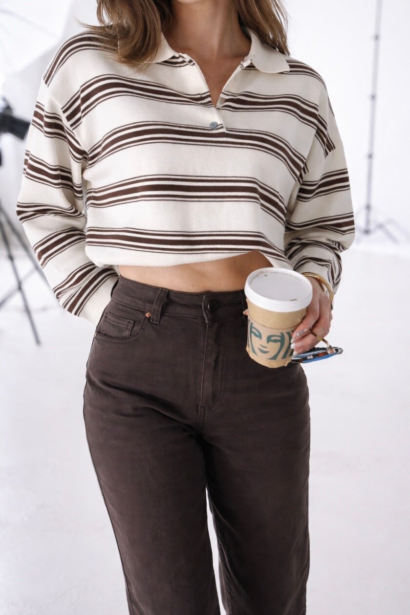 Polo Louise bruin/beige