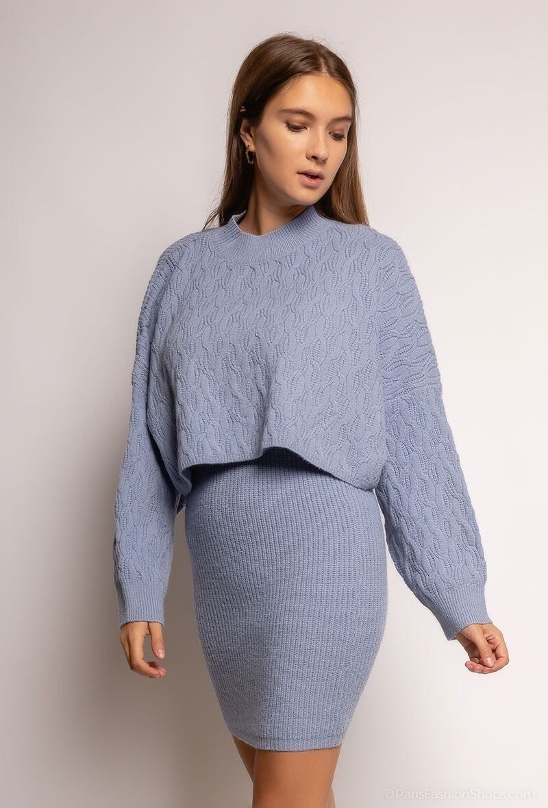 Ensemble en maille robe + pull over size