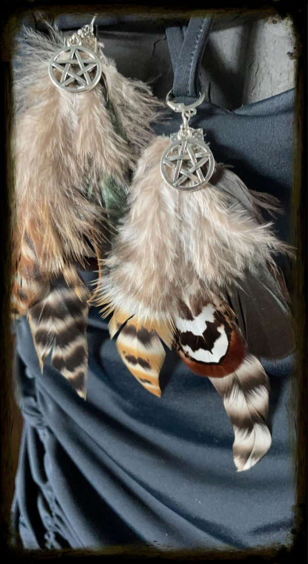 Oorbellen veer pentagram